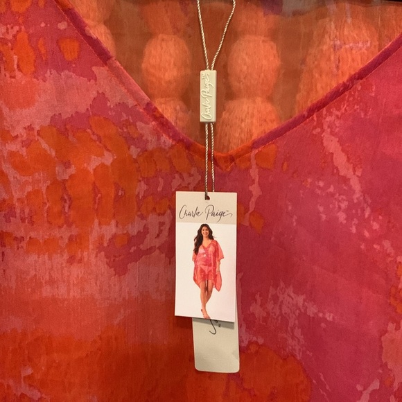 Charlie Paige Pink Orange Tie Dye Snake Print Swim Cover Poncho S/M P/M - Picture 4 of 8